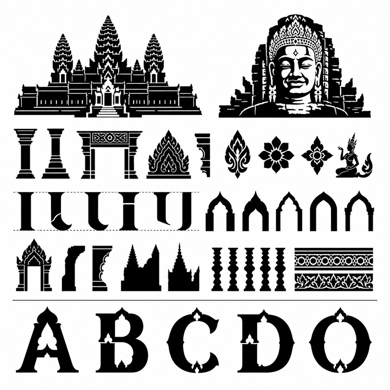 Planche inspiration noir et blanc Angkor Wat