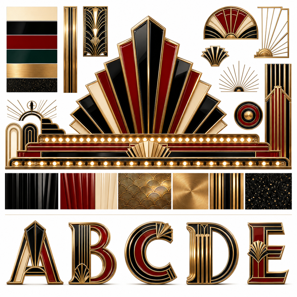 Planche inspiration couleur Art Deco cinema marquee