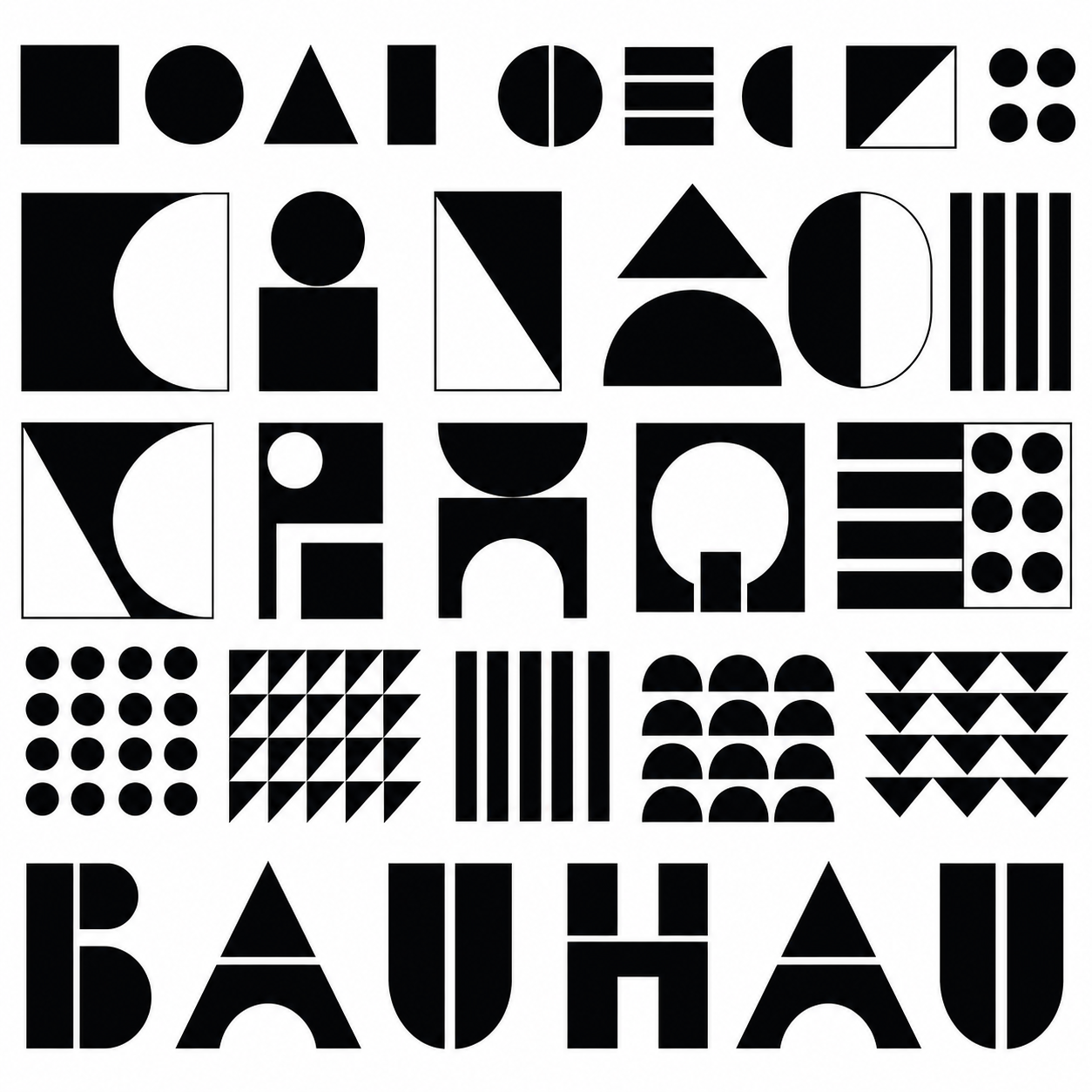 Planche inspiration noir et blanc aire de jeu Bauhaus