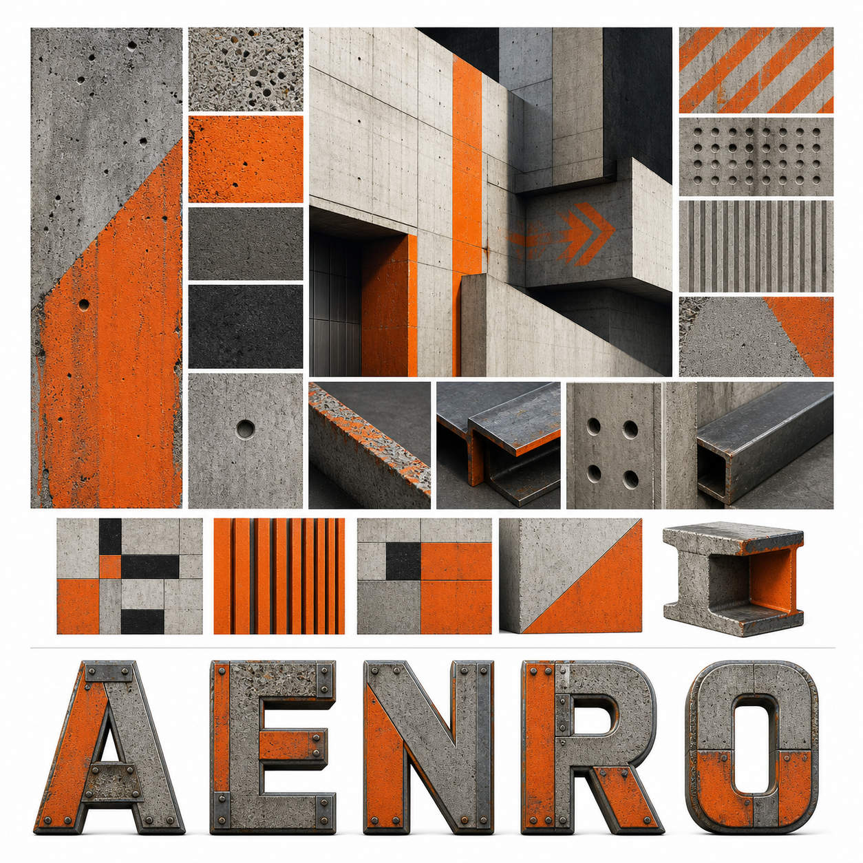Planche inspiration couleur Brutalist concrete wayfinding