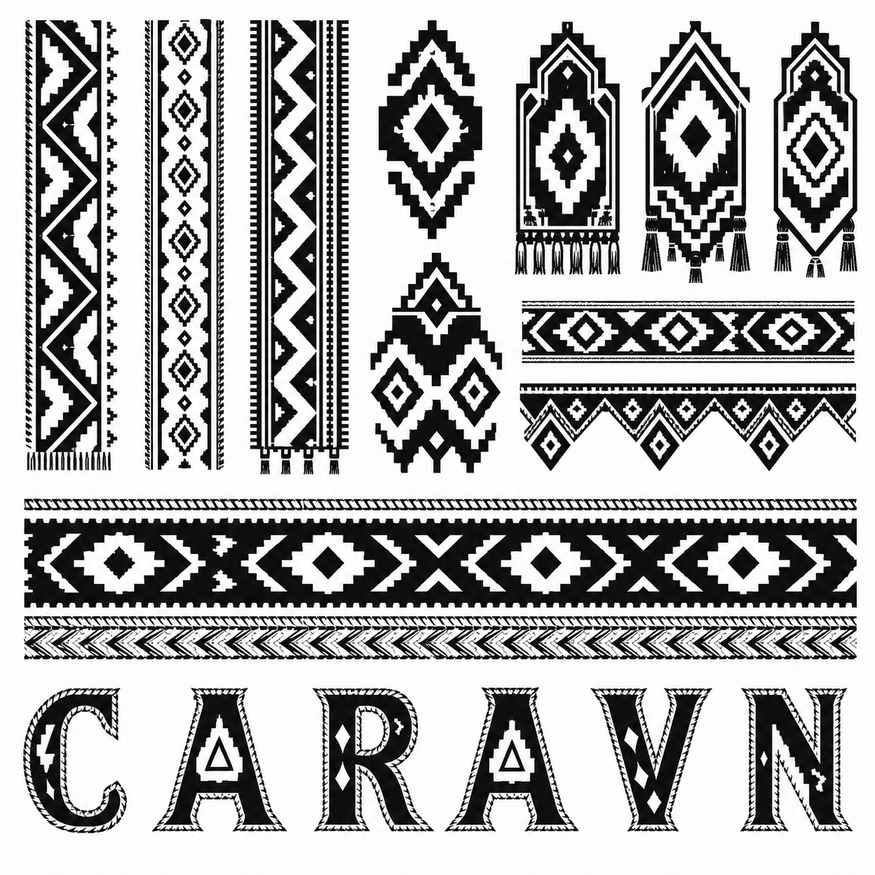 Planche inspiration noir et blanc caravane desert