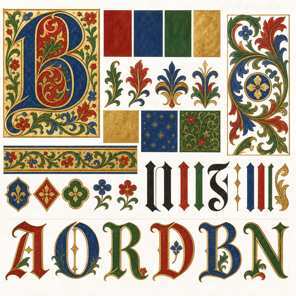 Planche inspiration couleur manuscrit medieval