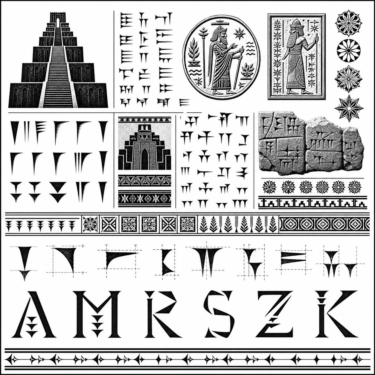 Planche inspiration noir et blanc Mesopotamie