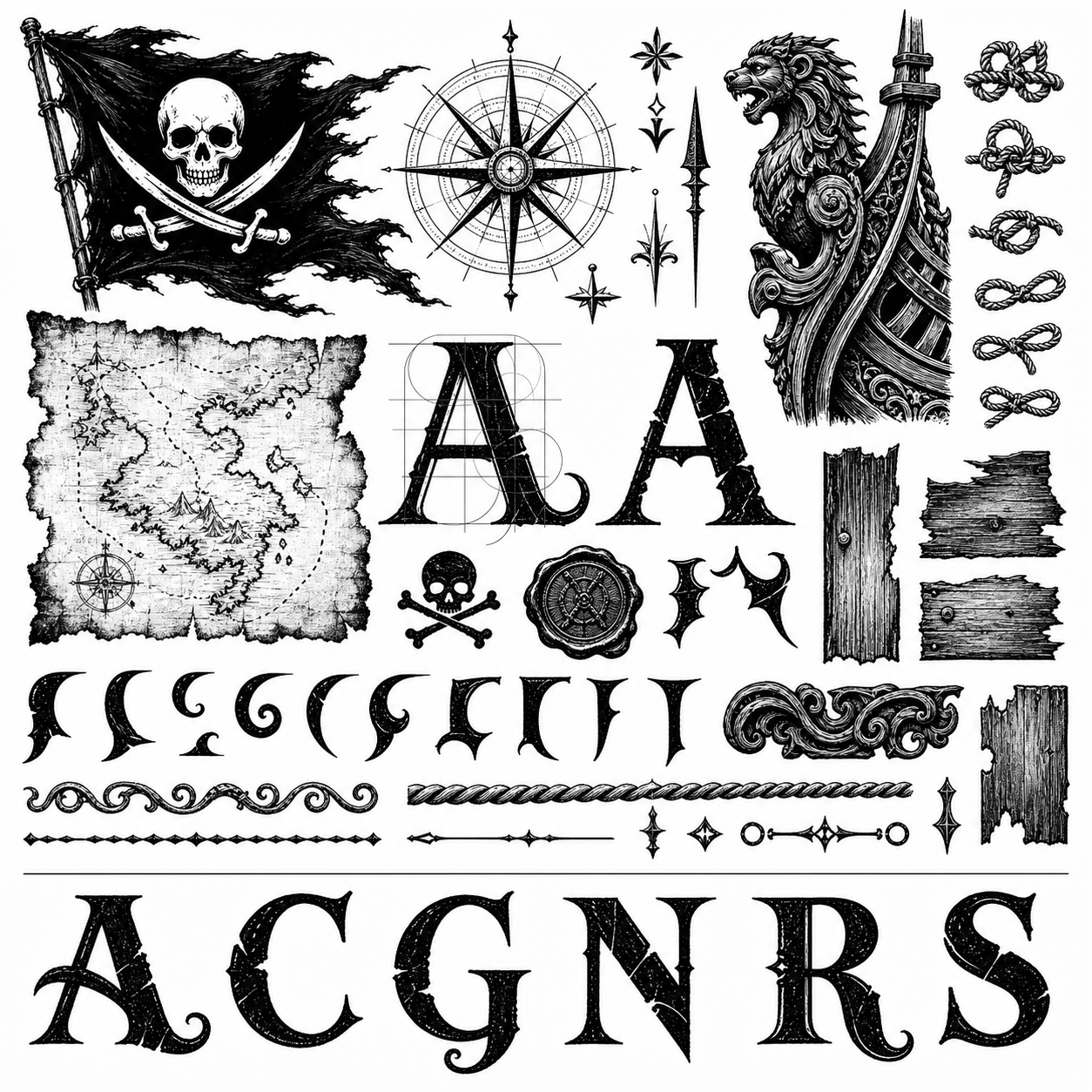 Planche inspiration noir et blanc pirate