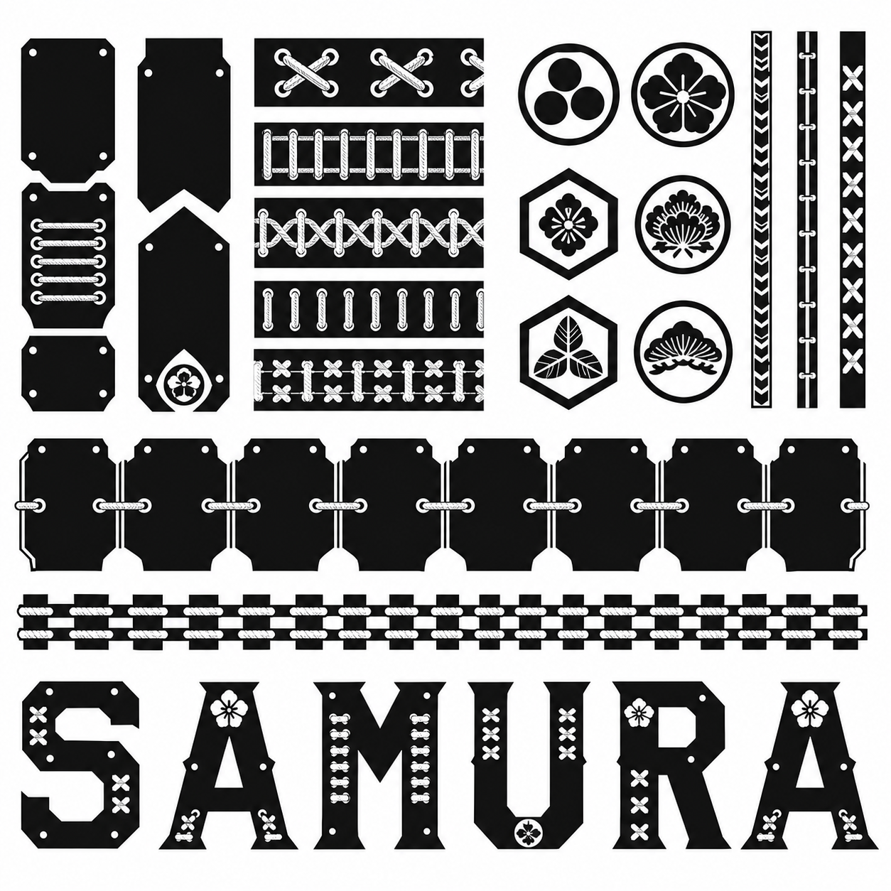 Planche inspiration noir et blanc armure samourai