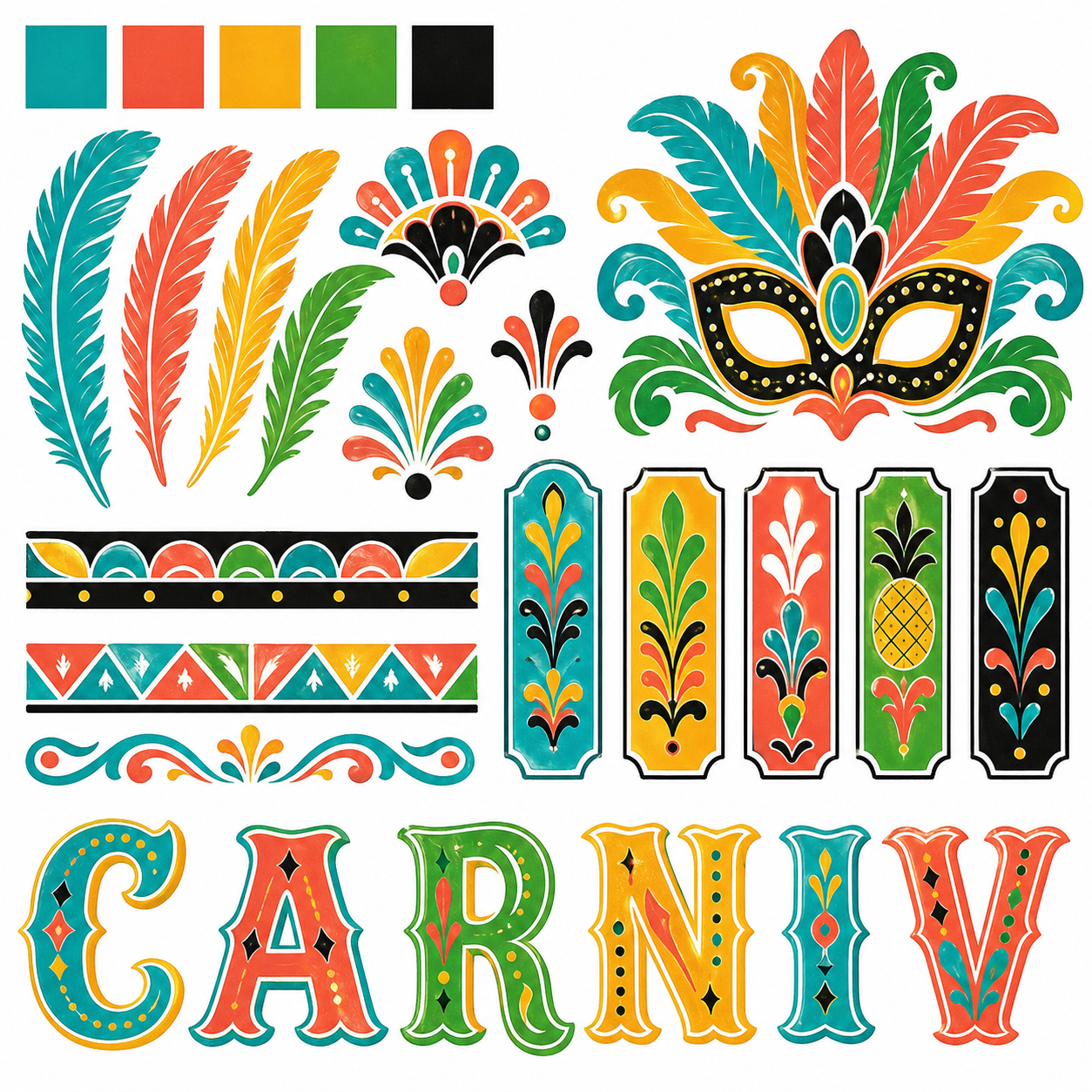Planche inspiration couleur carnaval tropical